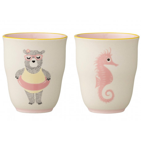set keramieken bekers 'lovely rose' set keramieken bekers 'lovely rose'
