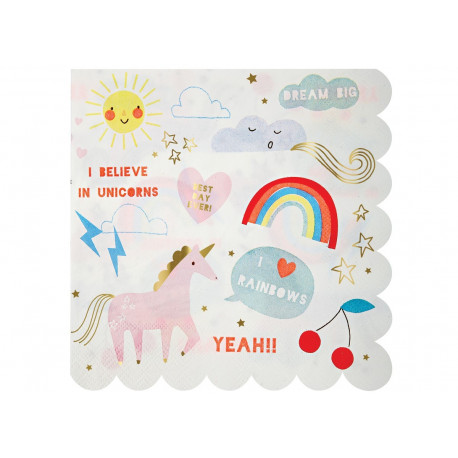 set van 16 servetten 'rainbow & unicorns' set van 16 servetten 'rainbow & unicorns'