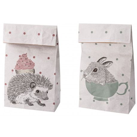 set van 2 papieren zakken met dieren print set van 2 papieren zakken met dieren print