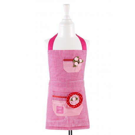 fuchsia schort met ruitjes en bloemen cathy fuchsia schort met ruitjes en bloemen cathy